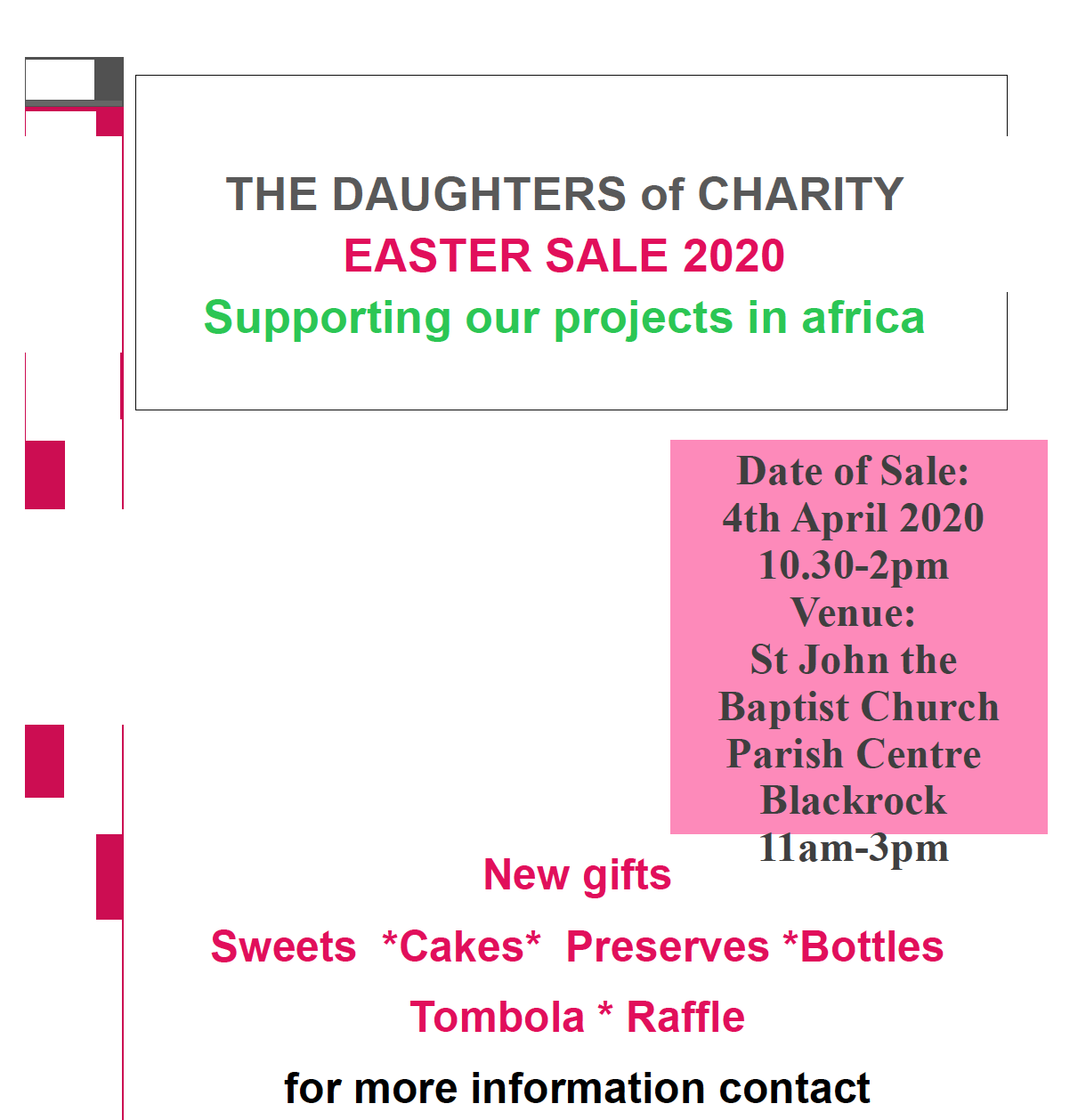 THE DAUGHTERS of CHARITY EASTER SALE 2020